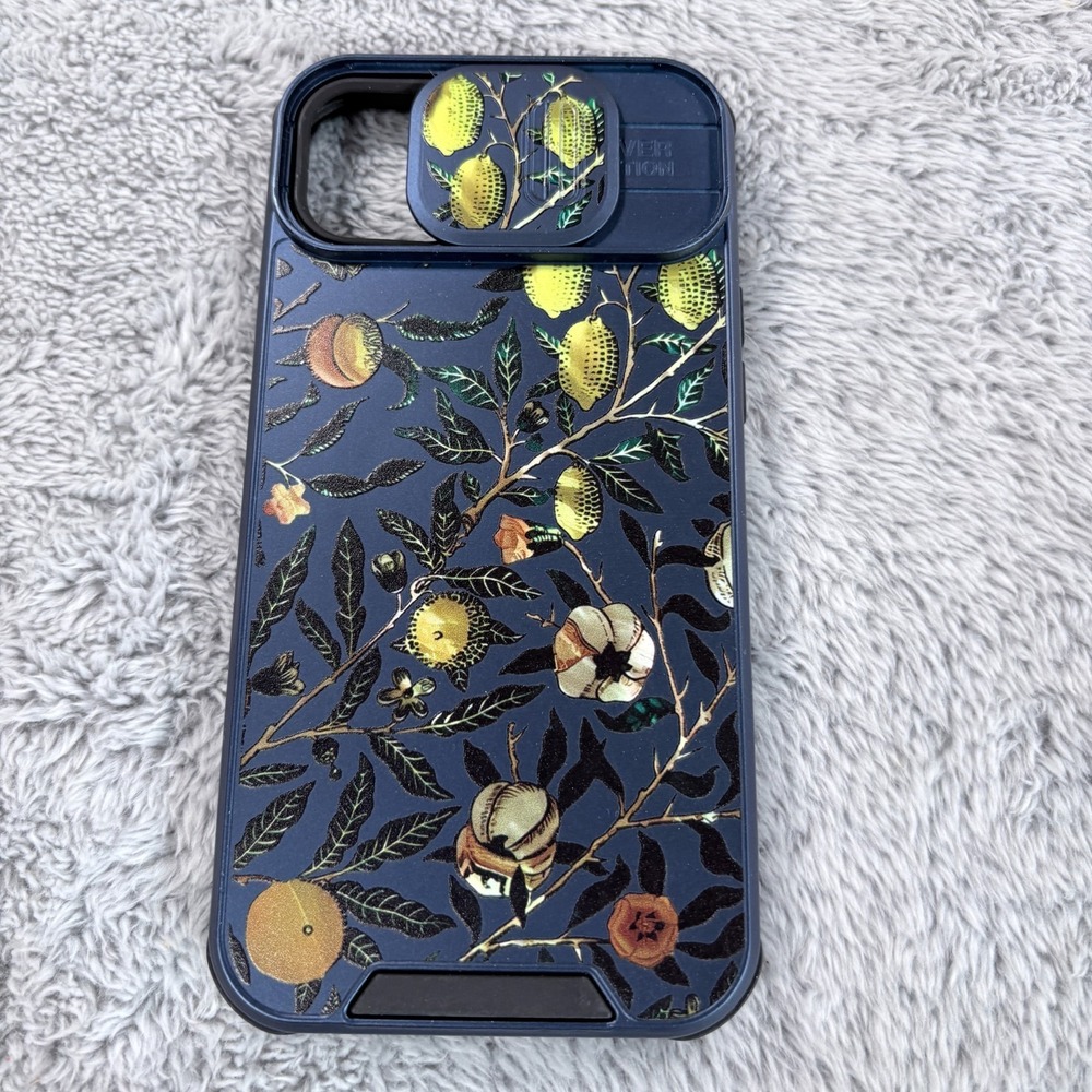 NIB - Floral iPhone 14 Plus Case w/ Matching Grip Stand – Dark Blue - Picture 3 of 7
